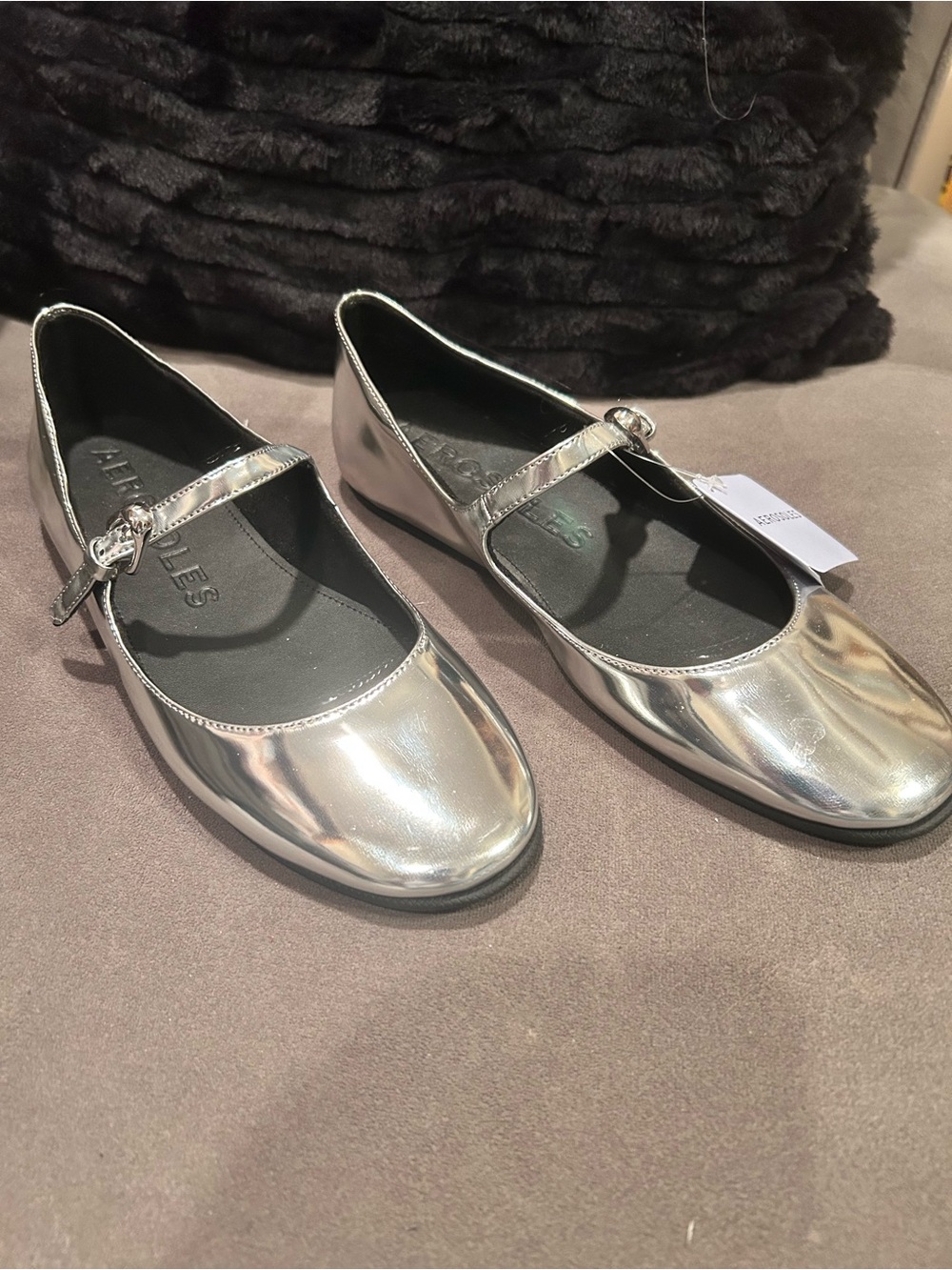 Aerosoles PERRY Metallic Silver Mary Jane Flats Mirror Women’s Size 8.5 NWT